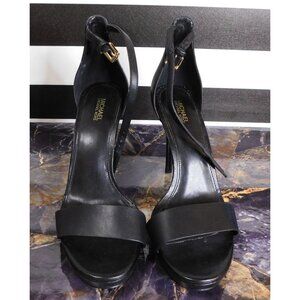 Michael Michael Kors Black Leather Strap Stiletto Heels Size 9M With 4.5-Inch He